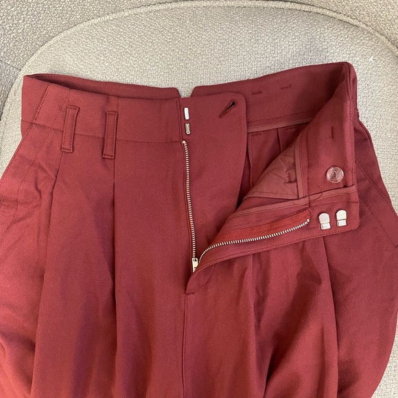 Free People- Calla Tailored Trousers Size 0 Maroon - Picture 8 of 12